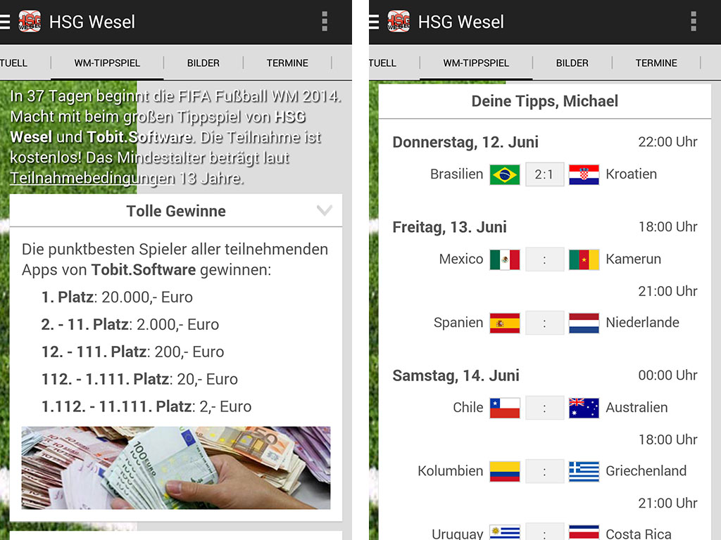 HSG Wesel als Smartphone - App